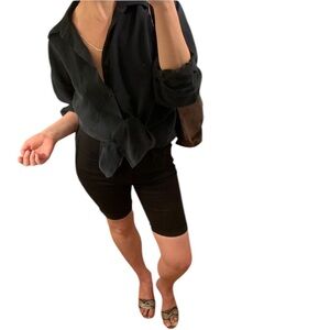 Vintage Michael Brandon Oversized Boyfriend Black Long Sleeve Button Up Shirt M